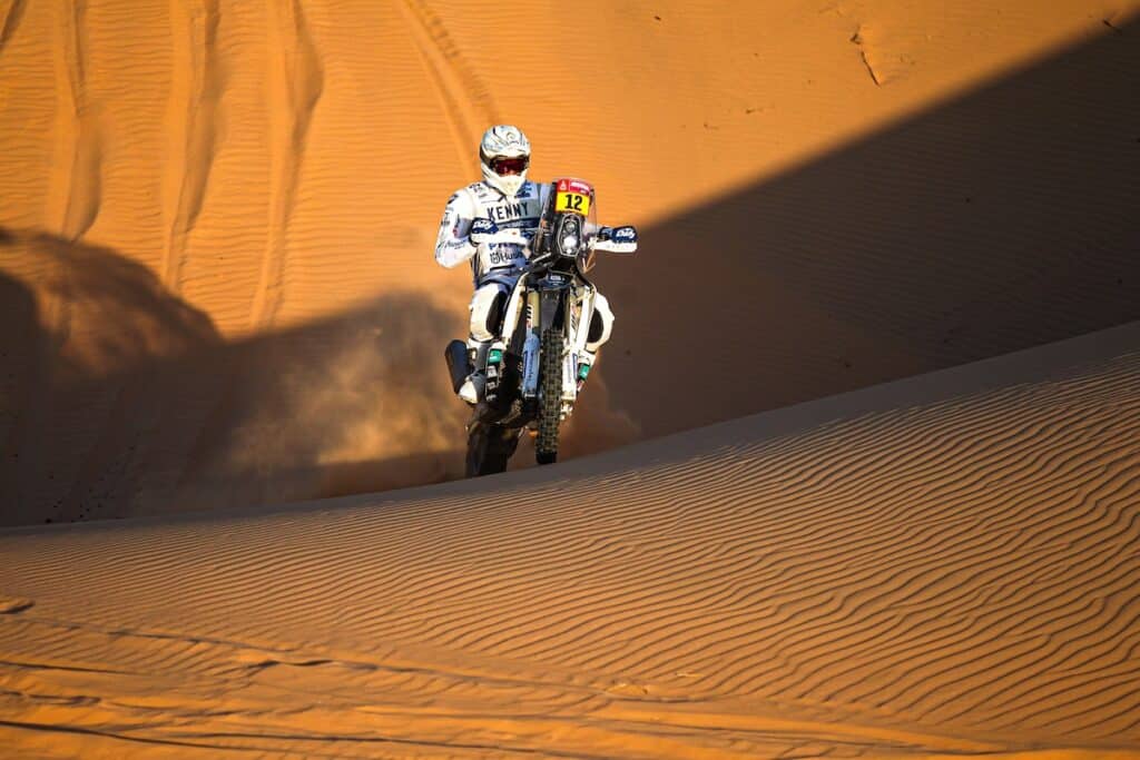 Motorbike rally driver in the desert