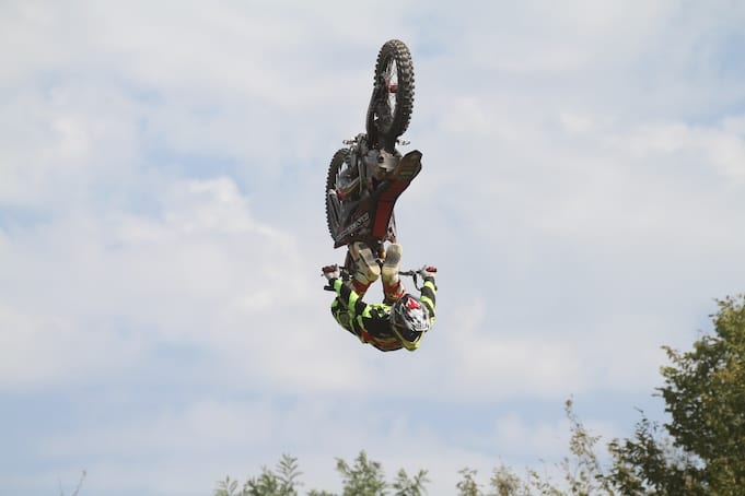 Freestyle rider doing a backflip