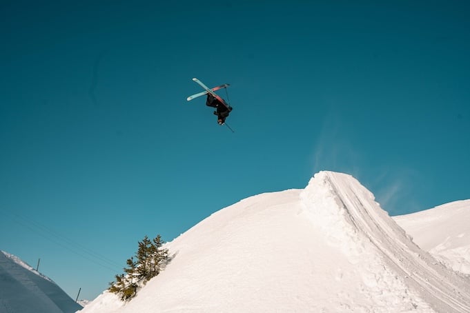 Freestyle skier in the air
