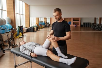 Patient doing physical rehabilitation